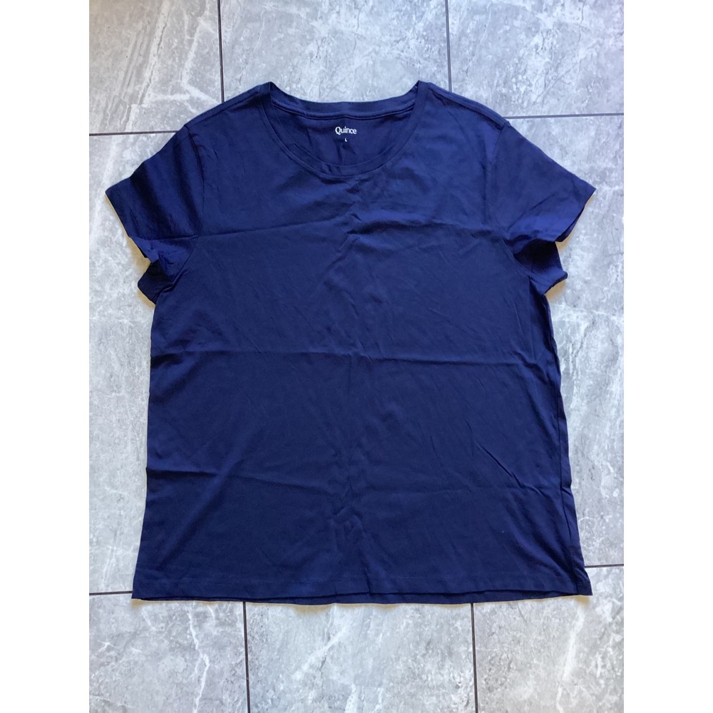 Quince NWOT Cotton Modal Crew Neck Swing Tee Navy Blue Short Sleeve Top Large